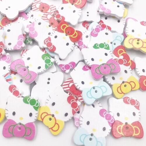 25/50/100pcs Mix Wooden Cats Buttons Lot Craft/Kids Sewing Embellishment 27mm WB737