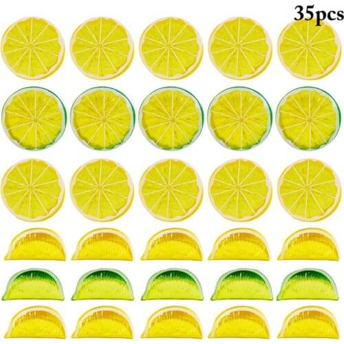 35 Pcs/Set Plastic Artificial Fruit Ornament Lifelike Fake Lemon Block Simulation Lemon Slice Decorative For Party Events Props