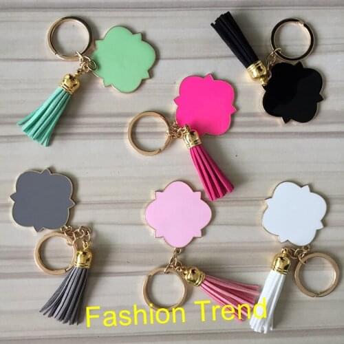 500pcs/lot Factory Wholesale Hot Sale New Fashion Wholesale Monogrammed Quatrefoil Tassel Keychain With Low Price