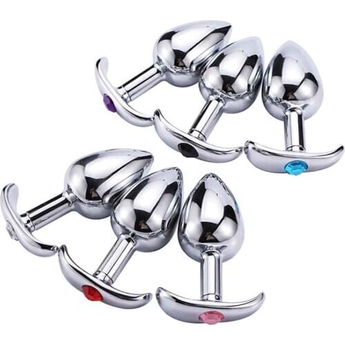 3 Size Anal Plug Stainless Steel Smooth Steel Butt Plug Tail Crystal Jewelry 18+ Sex Toys for Womens Men Anal Adult Erotic Toys