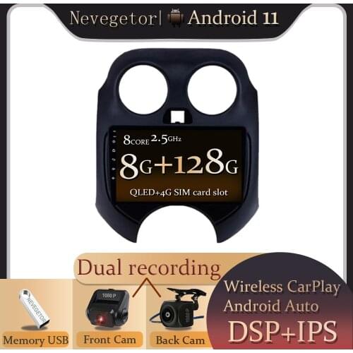 Android 11 For NISSAN MARCH 2010 2011-2017 9" Inch IPS Car Radio 2Din GPS Multimedia Player Navigation 2.5D 4 Core DVD DVR OBD