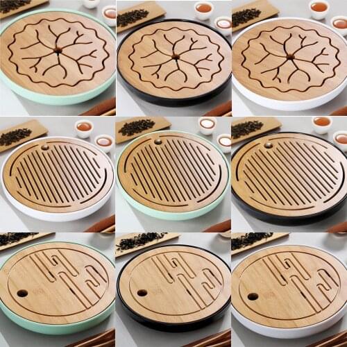 Bamboo Kungfu Tea Tray Table Serving Round Tray Chinese Style Water Storage
