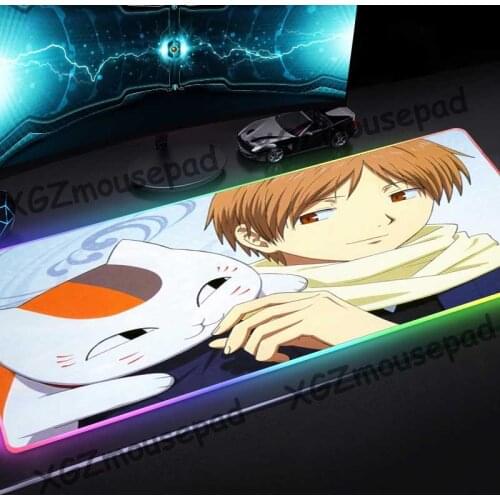 XGZ Anime Cute Pet Cat Custom Large RGB Mouse Pad Black Lock Edge Computer Keyboard Desk Mat Rubber Non-slip for Lol Csgo Gamer