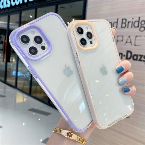 Candy Color Transparent Phone Case For iPhone 12 11 Pro Max XR XS Max X 7 8 Plus 12 Mini 11 Shockproof Bumper Clear Back Cover