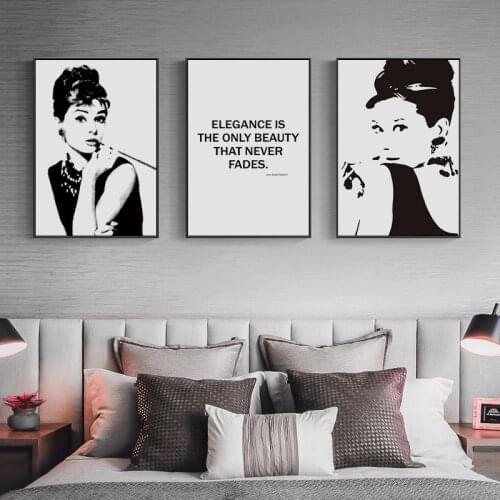 Black White Audrey Hepburn Wall Art Canvas Painting Quotes Minimalist Posters and Prints Wall Picture for Living Room Home Decor
