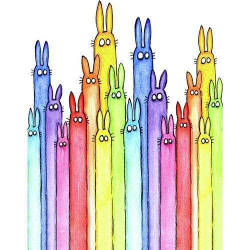 DIY Painting By Numbers Colored Rabbit Kit Oil Picture By Numbers Modern Wall Art Painting on Canvas Home Decoration Gift