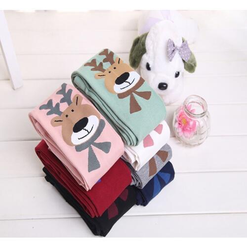 Suitable for 2-4 years Girl Infants Christmas theme The elk printing pantyhose Cotton underwear fall and winter Kids Collocation