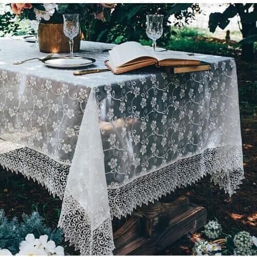 European Fabric Table Cloth Pastoral Drape TV Refrigerator Dust Cloth American Minimalist Lace cha ji bu Korean