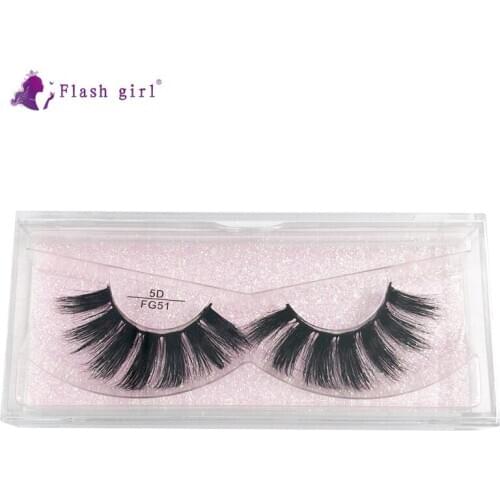 Flash Girl Luxury Mink Eyelashes Extensions 1Pair 5D Beautier Mink Eyelashes Makeup with Packaging Box FG51