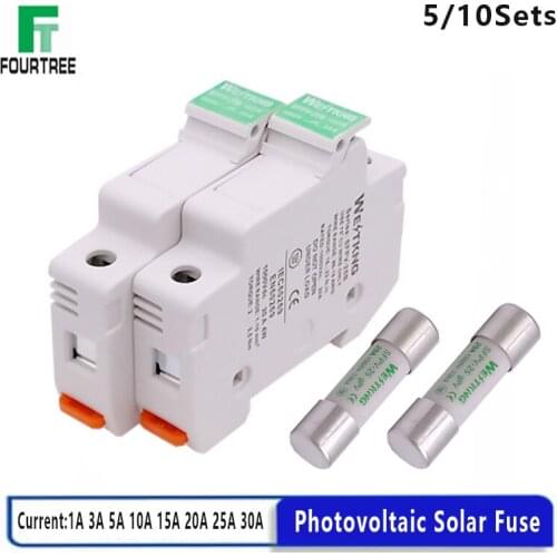 Photovoltaic Solar Fuse Holder With 10*38mm DC 1000V 1A 3A 5A 10A 15A 20A 25A 32A Fuse For Combiner Box Solar System Protection