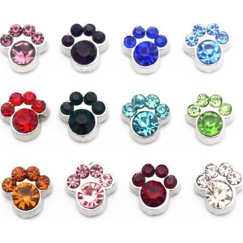 10pcs/lot Crystal dogs paw Alloy Silver floating charms living glass memory floating lockets diy Accessory pendant