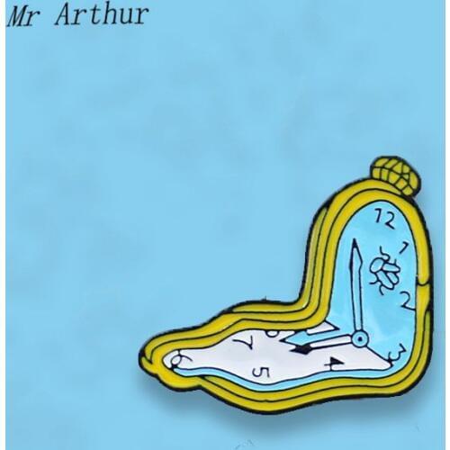 Distorted Clock Enamel Pin White Blue 11:30 Clock Badge Brooch Denim Backpack Clothes Lapel Pin Time Jewelry Gift for Friends