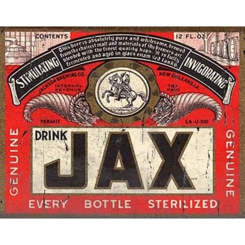 Jax Beer Old American Brand Large Metal Poster Tin Sign Wall Plaque