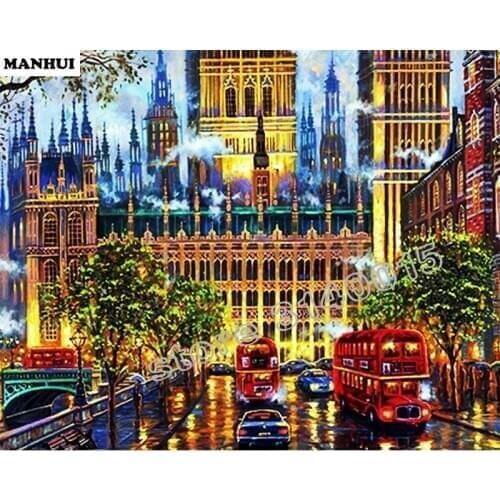 Full Square Diamond DIY Diamond Painting Oil painting city Embroidery Cross Stitch Rhinestone Mosaic Painting Decor Gift BCD381