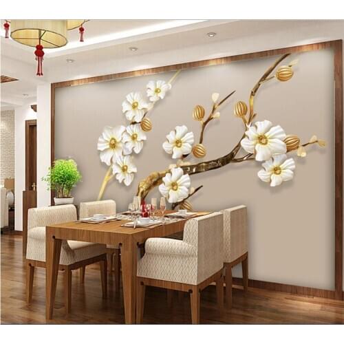 Beautiful embossed jewelry new Chinese jewelry mural custom wallpaper 8D waterproof wall covering