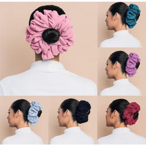 Malaysian Bunch Hair Tie for Muslim Women Chiffon Rubber Band Beautiful Hijab Volumizing Scrunchie Large Headscarf Accessories