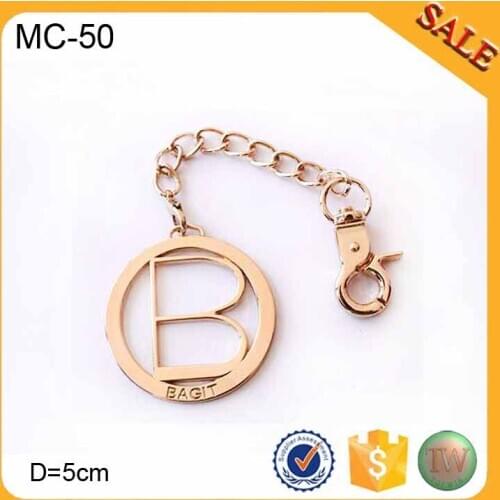 MC50 Spring Hook & Chain Culture Pattern Designer Hanging Bag Metal Tag Logo