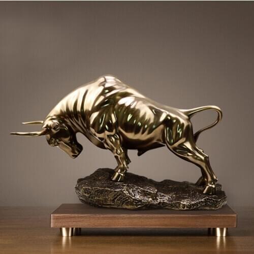 NEW Golden Wall Bull Figurine Street Sculptu cold cast copperMarket Home Decoration Gift for Office Decoration Craft Ornament