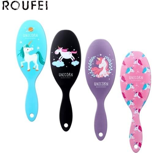 New Arrival Cartoon Unicorn Comb Detangling Hair Styling Massage Combs Hair Brush Women Barber Haircut Accessories Wholesale