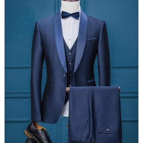 New Arrival Men Suits For Wedding Prom (Jacket+Pants+Vest) Slim Fit Men Suit Set Groomsman Best Man Groom Tuxedos Blazer Regular