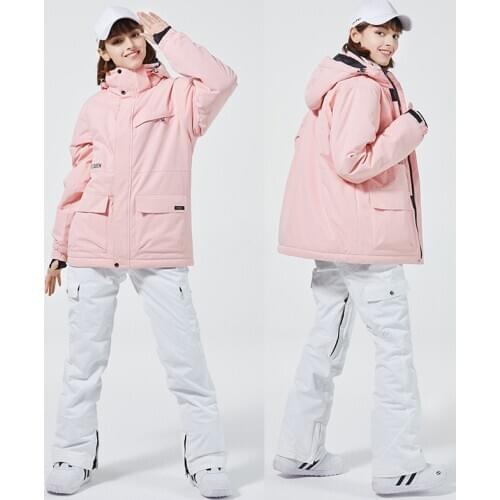 New Women Ski Suit Winter Outdoor Warm Windproof Waterproof Ski Jacket And Pants Female Snowboarding Suits Ski Pink Snow Set