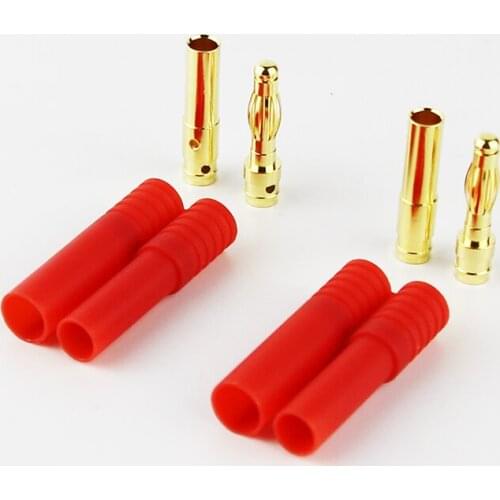 OliYin 10 Sets HXT 4mm Bullet Banana Plugs with Red Housing for RC Connector Socket Gold Plated Banana Plug