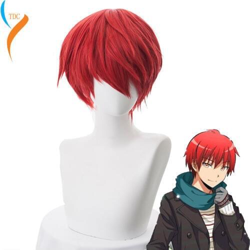 Assassination Classroom Karma Akabane / Akashi Seijuro / Sasori Short Flame Red Cosplay Wig Costume High Temperature Fiber