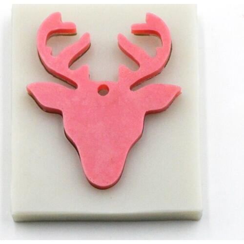 Food Grade Lovely Shiny deer head shape silicone mold elk keychain silicone mold