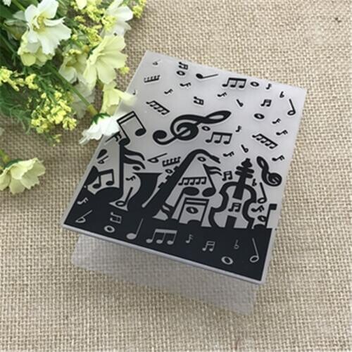 PLASTIC EMBOSSING FOLDER guitar music birthday scrapbook album card packing decoration cutting dies paper craft stencils
