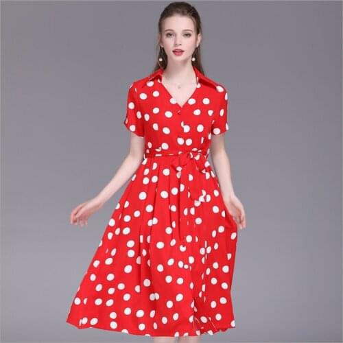 Female French Vintage Black Red Color Dress 2021 New Waist Slimming Bohemia Chiffon Dresses Large-line A-line Skirt Midi Skirts