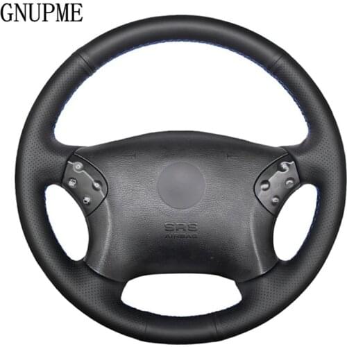 Hand-stitched Steering Wheel Cover Black Artificial Leather Car Steering Wheel Cover for Mercedes Benz W203 C-Class 2001-2007