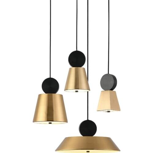 Nordic geometric copper LED pendant lights dining room bedroom window bedside modern hanging lights luxury black lamps fixtures