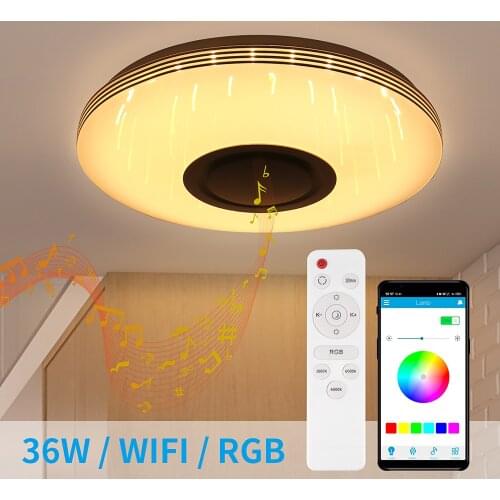 Lamps Music Light Ceiling Lamp Bedroom Modern Led Smart Bluetooth WiFi RGB Light 3D Music Remote/App Control Round Colorful