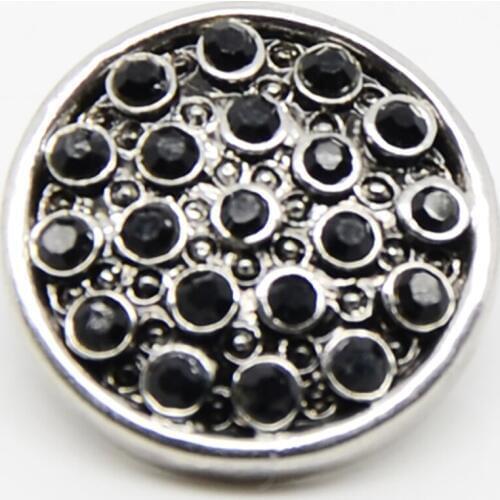 Black Rhinestone Paved Alloy Snap Button Jewelry For DIY Jewelry Making