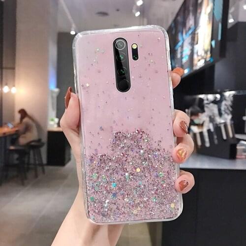 Ultra-thin Bling Glitter Silicone Phone Case For Xiaomi Redmi Note 9 8 7 Mi 11 10 9 T Lite Pro Luxury Sequins Transparent Cover