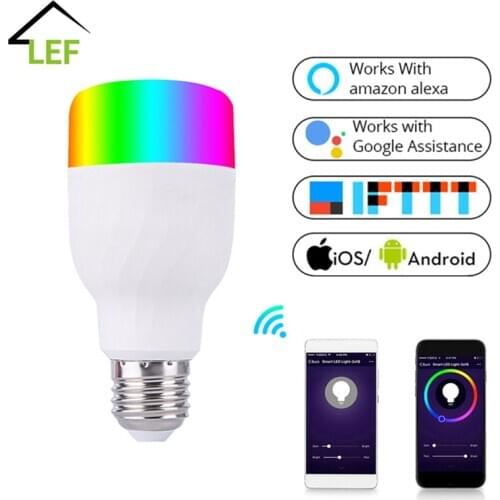 WiFi Smart Light Bulb Intelligent Colorful LED Lamp 7W RGBW APP Remote Control Works with Alexa Google for Smart Home E27 E26