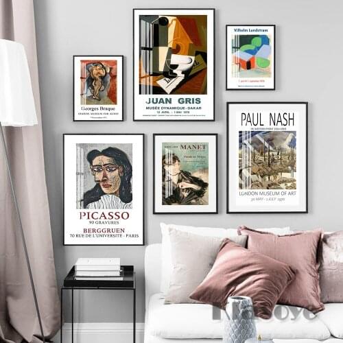 Manet Vintage Exhibition Poster Juan Gris Paul Nash Canvas Painting Vilhelm Lundstrom Art Prints Picasso Wall Stickers Decor