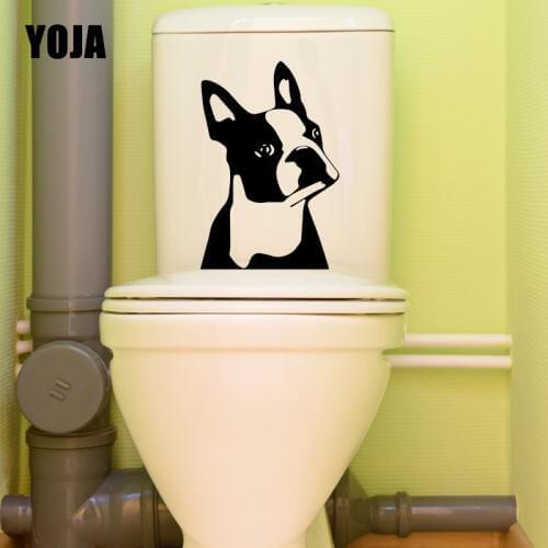YOJA 16.1X24.1CM Boston Terrier Dog Funny Wall Stickers Toilet Decal Living Room Home Decor T5-1520