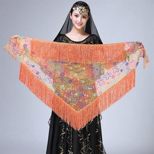 Colored Women Belly Dance Wear Costume Accessories Sequins Tassel Wrap Belt Mesh Net Women Belly Dance Hip Scraf