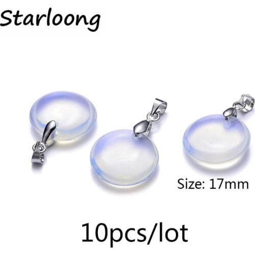 10pcs/lot new fashion flat round pendant white opal glass lampwork charm pendant for necklace DIY jewelry making