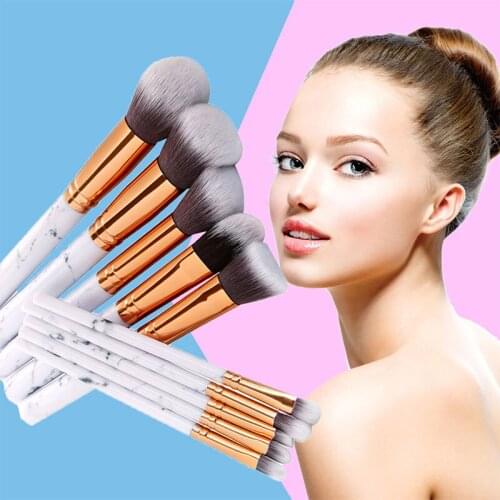 10Pcs Marble Makeup Face Brushes Tool Set Cosmetic Powder Eye Shadow Foundation Blush Blending Beauty Make Up Brush Women Gift