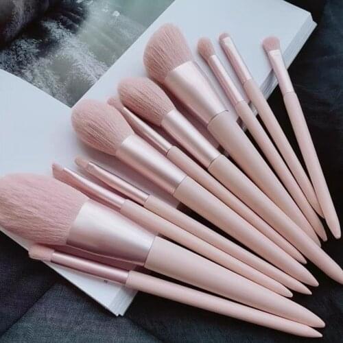 11pcs Pink Makeup Brushes Set Private Label Rose Vegan Make up Brush Set Professional Cosmetics with Travel Bag