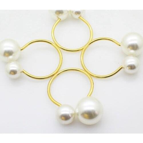 12Pcs Metal Napkin Ring Toast Buckle Napkin Western Table Buckle Napkin Ring Pearl Meal
