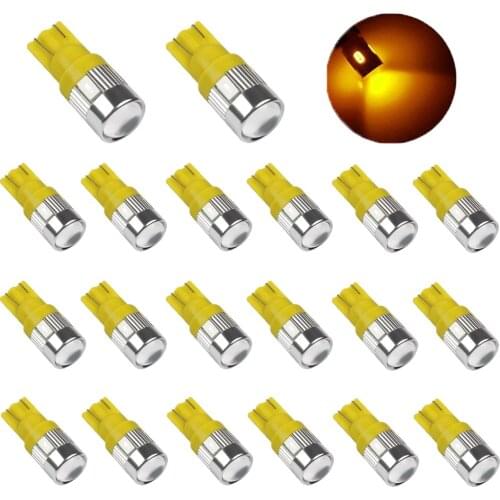 20Pcs Yellow T10 W5W 5630 6SMD 12V Led Bulbs For Car License plate light Interior Lights Reading Light Trunk Light Bulb