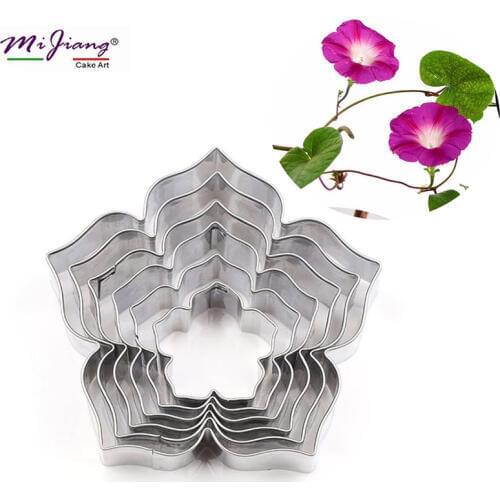 6pcs/set Stainless Steel Petunia Flower Cutters Set DIY Fondant Cake Silcers Set Cookie Cake Decorating Tools Bakeware A452