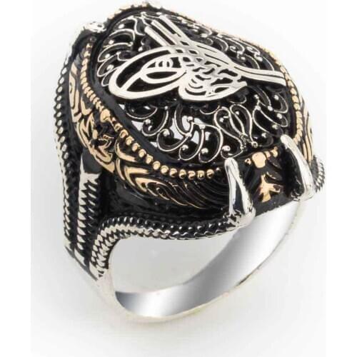 925 sterling silver Clawed Tuğralı Male Ring