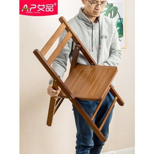 Bamboo Folding Chair Household Portable Backrest Stool Simple Folding Dining Chair Adult Folding Chair Solid Wood Small Chair