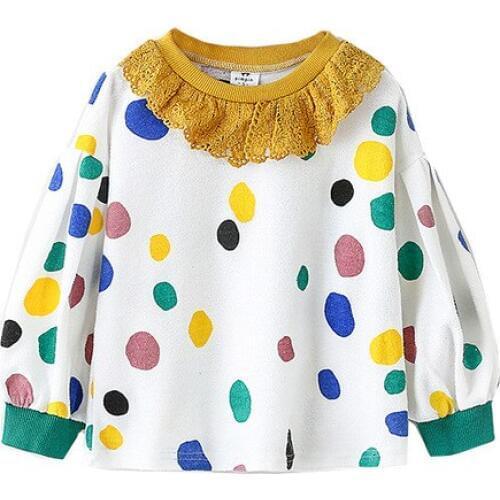 2 3 4 5 6 7 Y Girls Blouses Korean Dot Doll Collar Toddler Kids Clothing Tops for Girls Long Sleeves Shirts Cotton Baby Girl Tee
