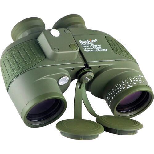 Boshile 10x50 Binoculars with Rangefinder and Compass Reticle Illuminant Telescope Navy Waterproof Green Color Tactical Military