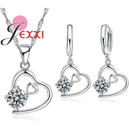 Fast Shipping Wholesale Fashion Bridal Wedding Jewelry Sets For Women 925 Sterling Silver Cubic Zircon Crystal Jewelry Set